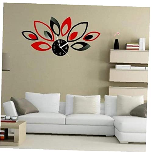Miroir décoratif horloge murale design feuilles losange bicolore - 4