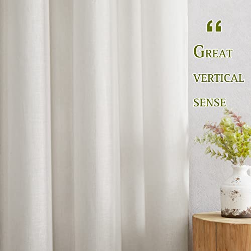 NICETOWN Natural Linen Curtains for Doorway 80 inch Length, Grommet Privacy Semi Sheer Linen Burlap Window Treatments with Light Penetration for Home Office/Porch, W36 x L80, 2 Panels