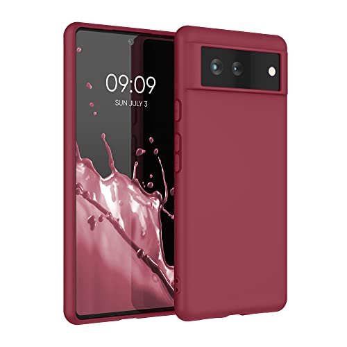 kwmobile Case for Google Pixel 6 Case - Soft Cover - Shockproof TPU Material - Wireless Charging - Rhubarb Red