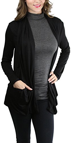 Image of ToBeInStyle Women's Long Sleeve Rib Banded Open Sweater Cardigan