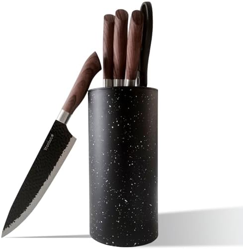 Knives Set with Block,High Carbon Stainless Steel Chef Knife Set with Universal Knife Block Suitable for Kitchen,Anti-Rust Kitchen Knife Block Set,Space-saving, Safer and Tidier