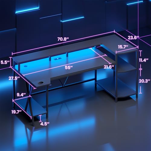 Sedeta Gaming Desk 70.8-inch Black thumbnail 2