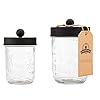 Jarmazing products apothecary lid storage set with ball mason jars farmhouse home decor for vanity organization luxury bathroom kitchen and office accessories black two pack  urban country home decor