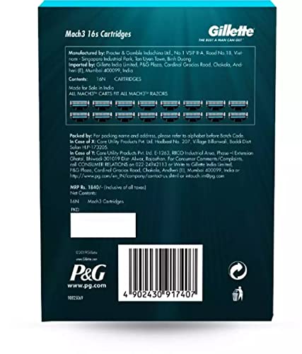 Image of Gillette Men Mach 3 Shaving Blades- Pack Of 16 (Cartridges) & Classic Sensitive Shave Foam - 418 G (33% Extra)