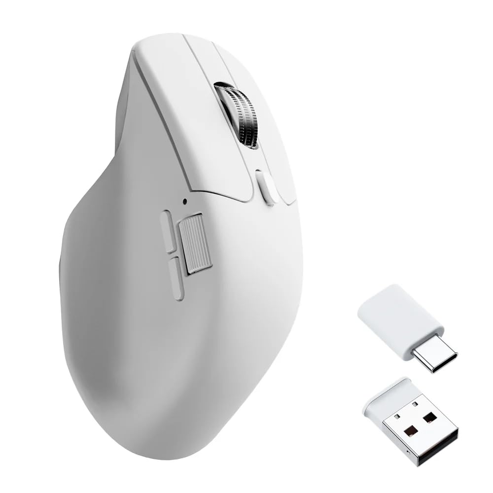 Keychron M6 Upgrade Wireless Bluetooth/2.4 GHz/Kabelgebundene Optische Maus,1000Hz Leichtgewicht Programmierbarer PixArt 3311 Sensor 26K DPI/ 650 IPS Für Windows Mac Linux (Weiß)