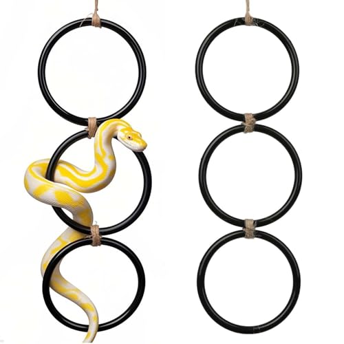 2Pack Snake Climbing Rings for Ball Python & Corn Snake,Reptile Enrichment Toys for Snake,Ball Python Tank Decor,Reptile Tank Accessories for Bearded Dragon,Chameleon,Iguana,Gecko,Lizard,Parrot