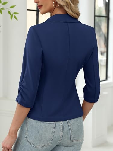 ELLEVEN Women's 3/4 Sleeve Business Casual Knit Blazer with Pockets - Image 4