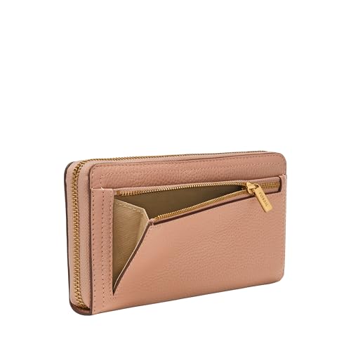 Image of Fossil Women's Logan Leather RFID-Blocking Zip Around Clutch Wallet with Wristlet Strap for Women