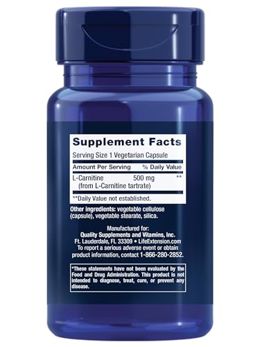 image for Life Extension L-Carnitine – 500 mg, Energy Supplement, Memory Suppl