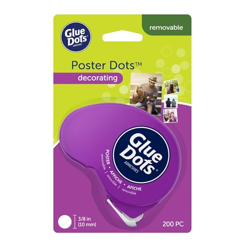 Image of Glue Dots .375 inch Poster Dot Disposable Dispenser - 200 Clear Dots