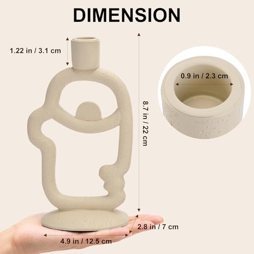 Face Decorative Taper Candle Holder - Modern Abstract Creative Face Candlestick Holder for Table Centerpiece, Beige Medium Candle Sticks Holder Decor for Home Dinning Party Birthday Housewarming Gifts — view 5