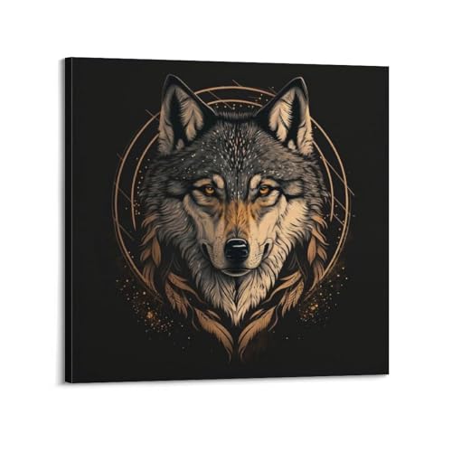 Poster loup toile pour habiller un mur vide de chambre 50x50cm