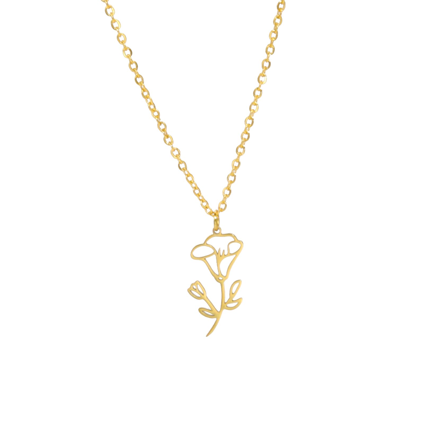 kkjoyBirth Month Flower Necklace Stainless Steel 12 Month Birthday Flower Pendant Necklace Best Friend Necklace Jewellery Gifts for Women Girls