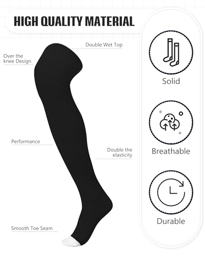 Image of Panitay 2 Pairs Over The Knee Baseball Socks High Football Softball Socks Sport Extra Long for Boys Girls Youth Women Men