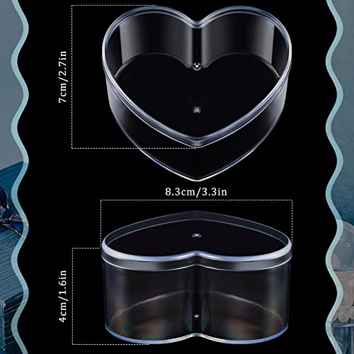 Image of 12 Pcs Clear Acrylic Boxes with Lid,Heart,3.27 x 2.76 x 1.57 | Clear Plastic Boxes with Lids for Organizing and Displaying Jewelry, Candy, Crystals, Crafts, Party Favors and Collectibles