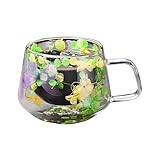 Vasos de café de doble pared – Tazas de café de vidrio de doble pared, aisladas resistentes al calor, tazas de vidrio de doble pared – Taza de borosilicato resistente al calor creativa doblada, alta