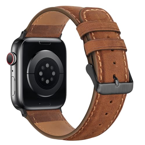 HITZEE Leather Straps Compatible with Apple Watch Strap 49mm 46mm 45mm 44mm 42mm for Women Men Genuine Leather Band Compatible with Apple Watch Ultra 2 SE2 SE Series 10 9 8 7 6 5 4 3 2 1 - Image 2