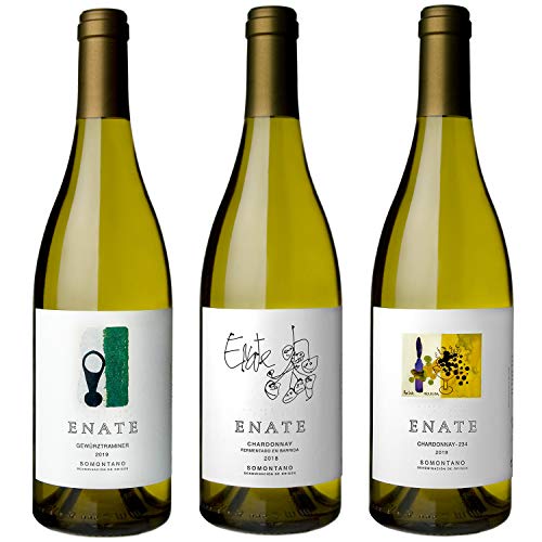 ENATE Estuche de Vinos Blancos - ENATE Gewürztraminer, añada 2019 - ENATE Chardonnay fermentado en barrica, añada 2018 - ENATE Chardonnay - 234, añada 2019 - Paquete de 3 Botellas - 75cl