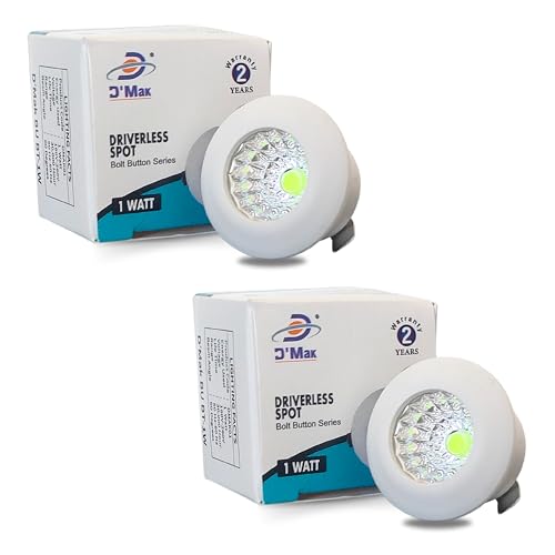 Image of D'Mak 1 Watt Round LED Button COB Green Focus Light for POP /Recessed Lighting (Green, Pack of 2)