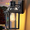 Motion Sensor Outdoor Wall Lights, Porch Light Outdoor 3 Lighting Modes, Dusk to Dawn Exterior Light Fixture, Waterproof, Outside Lights for House Front Door Patio Garage 1 Pack (Black)