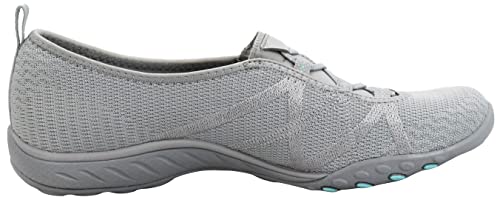 Skechers Women's Breathe Easy-A Look Mary Jane Flat, Grey/Aqua, 10 M US