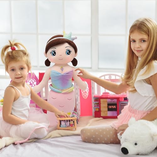 Image of Mermaid Stuffed Animal Plush Pillow Toy 39.in Mermaid Doll Stuffy Plushie Life Size Giant Mermaid Body Pillows Doll for Girls Kids
