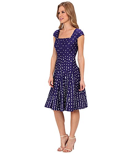 Anne Klein Women's Cap Sleeve Inverted Pleats Falling Dots Dress