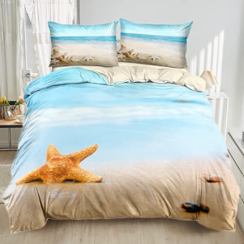 Damier Bettwäsche Meer Strand 135x200cm Bettwäsche-Set 2 teilig Weiche...