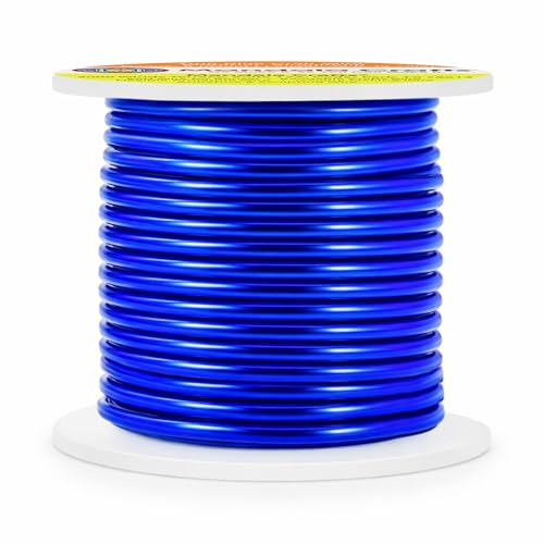 Image of Mandala Crafts 8 Gauge Anodized Aluminum Craft Wire for Jewelry Making - 32 FT Colored Flexible True Blue Wire - Bendable for Bonsai Armature Crafting Sculpting