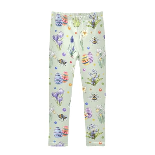 CaTaKu Girls Leggings Easter Bees Wildflower Leggings for Girls Kids Athletic Workout Yoga Pants Size 4-10T