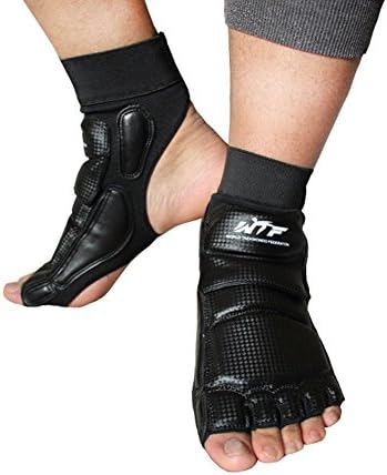 Lorsoul Taekwondo Foot Protector Gear Martial Arts Fight Feet Guard Ankle Support for Men Women Kids Boxing Kicking Punch Bag Sparring Training MMA UFC (Medium, Black)