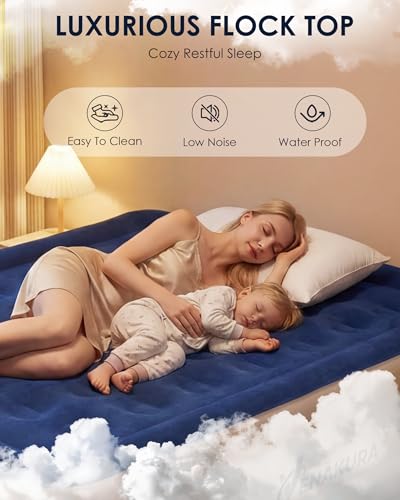 Image of Full Air Mattress with Built in Pump, 18 inch Full Size Inflatable Mattress