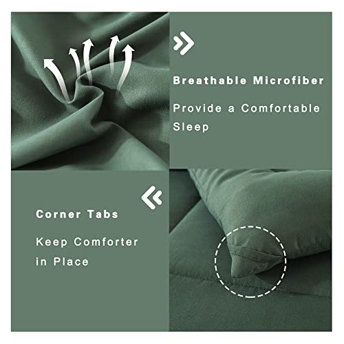 Downcool All Seasons Sage Green Bedding Comforters & Sets With 2 Pillow Cases -3 Pieces Bed Set Queen Down Alternative Comforter Set -Bedding Comforter Sets Queen (88X90 Inches) #TOP4