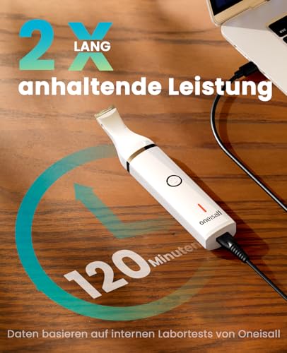 oneisall Pfotentrimmer für hunde mit Doppelklingen, 2-Gang schermaschine hund pfoten Leise hundeschermaschine für Pfoten, Augen, Ohren, Gesicht, Körper (weiß)