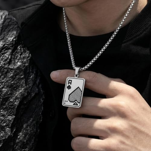 Image of SALTY ALPHA Anti Tarnish Stainless Steel Locket Neck Chain for Men | Stylish Pendant Necklace | Jewellery Accessories for Boys | Minimal Jewelry | Gifts for Boyfriend & Husband | Gift for Diwali, Christmas, Marriage, Birthday, Rakhi