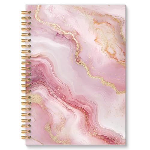 Carnet à spirales abstrait rose et doré marbré à couverture rigide