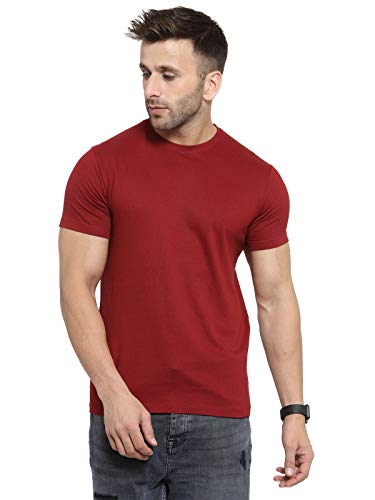 Image of Scott International Biowash T-Shirts for Men's & Boys- Round Neck, Half Sleeves, Cotton, Regular Fit, Stylish, Branded Solid Plain Tshirt for Men- Ultra Soft, Comfortable, Lightweight T-Shirt Maroon