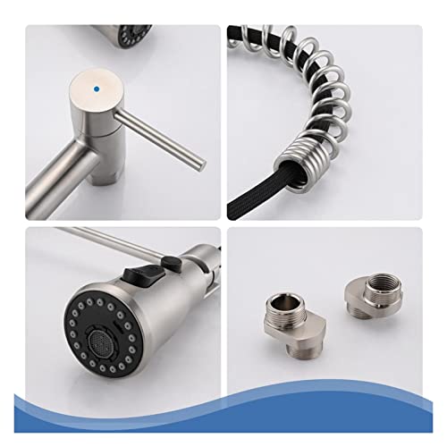 Faucet 3 Functions Wall Mounted Bridge Kitchen Faucet, Kitchen Sink Fauce Faucet For Kitchen Sink Double Handle Kitchen Sink Faucet With Pull Out Sprayer For Farmhouse Camper Laundry Sinks (Color : S #TOP3