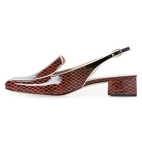 Image of YDN Women Closed Square Toe Block Low Heels Slingback Formal Loafer Dressy Shoes Office Lady Pump Size 4-15 US