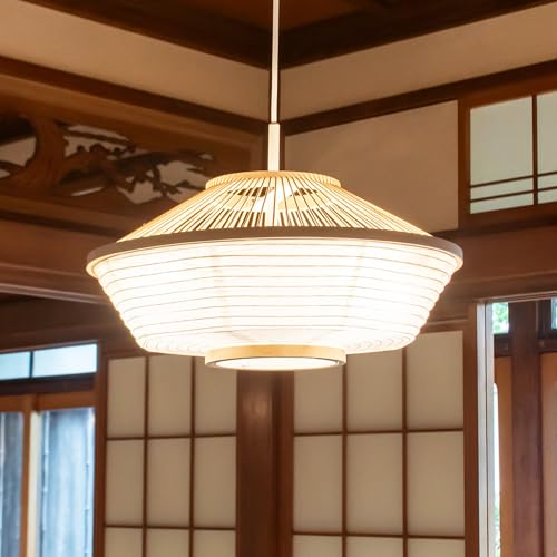 やわらかく温かみのある明かり　和紙風LEDランプ3段調光　M 日本製和紙照明】和風照明3灯ペンダントライト ピラミッド SPN3