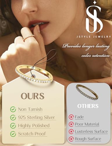 Image of Jstyle Wedding Bands for Women Eternity Band Rings Stackable Cubic Zirconia Ring 2-2.5MM Engagement Band Ring for Women Dainty Simulated Diamond Rings No Tarnish Size 5-9