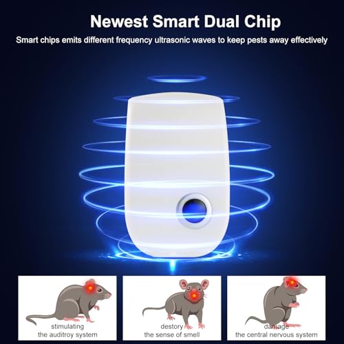 upgraded ultrasonic pest control repeller pest control electronic pest repellent plug in indoor for rodents mice cockroach bug roach mosquitoes insects spiders 6 packs