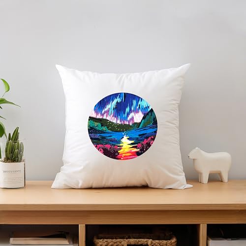 Image of KEKEMEOW 3 Sets Embroidery Kit for Beginners, Stitches with Aurora, Aurora Borealis Embroidery Stitch Practice kit for Adults Craft Lover, Needlepoint Hand Embroidery Kit with Pattern、Instruction、Hoop