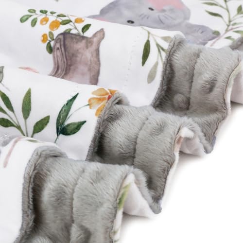 Image of BORITAR Baby Blanket for Boys Girls Super Soft Double Layer Minky with Dotted Backing, Lovely Grey Elephant Animal Design Blanket for Toddler Newborn 30 x 40 Inch(75x100cm)