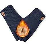 [SLEEPSINERO] 防寒手袋 メンズ スマホ対応手袋 【40℃恒温蓄熱・つま先まであったか裏起毛】 極厚 暖かい ふわふわ 保温 伸縮性 防風 タッチパネル ニット てぶくろ 冬 秋 (ネイビー)
