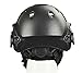 Jadedragon PJ Tactical Fast Helmet & Protect Ear Foldable Double Straps Half Face Mesh Mask & Goggle (Black)