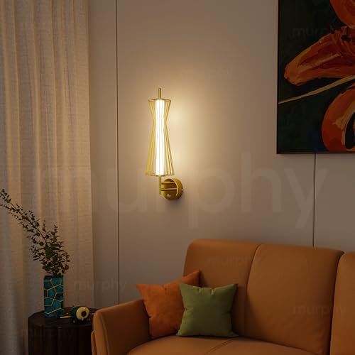 Image of Murphy Cage Line 12W Wall Lamp Pack of 2 | 3-in-1 Color Changing LED (Cool White /Warm White /Natural White) with 2-Year Warranty | Premium Golden Finish Decorative Light