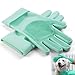 AMFUN Haustier Grooming Handschuhe, Handschuh Bürste Katze Wiederverwendbare, Badehandschuhe für Haustiere zum Massieren, Schrubben und Haarentfernen, Aufhängbares Design