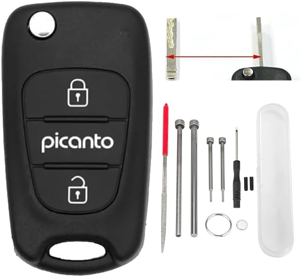 Vailikey 3 Buttons Key Fob Case For Hyundai Kia Picanto Solaris Rio Sportage Elantra I30 IX35 Car Key Shell Cover with pin removal tool and needle file
