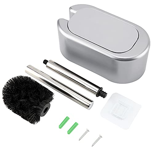 Image of Wall Mounted Toilet Brush Holder Stainless Steel Toilet Brush Set for Home Hotel Bathroom Accessories Silver